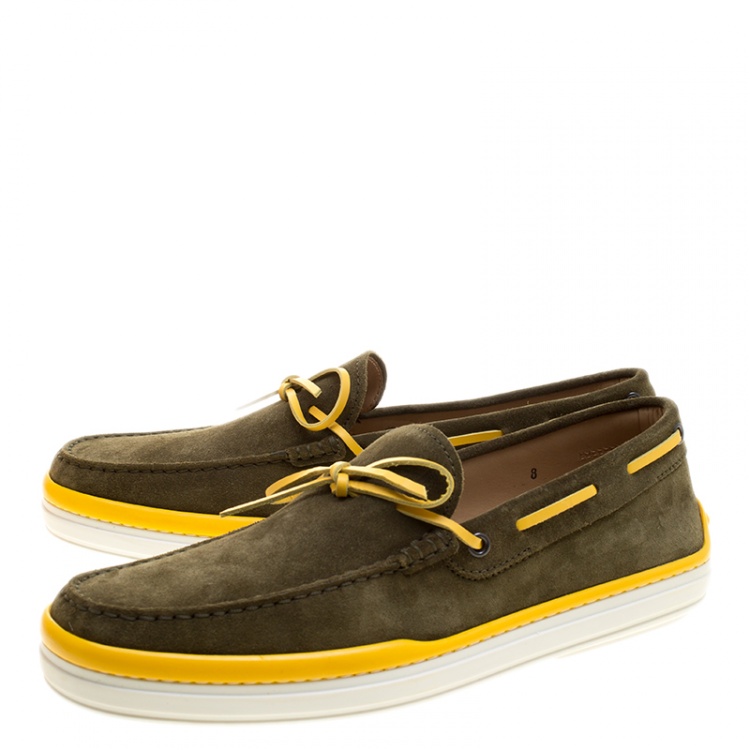 Pre Owned Tod's Two Tone Suede Bow Loafers Size 42