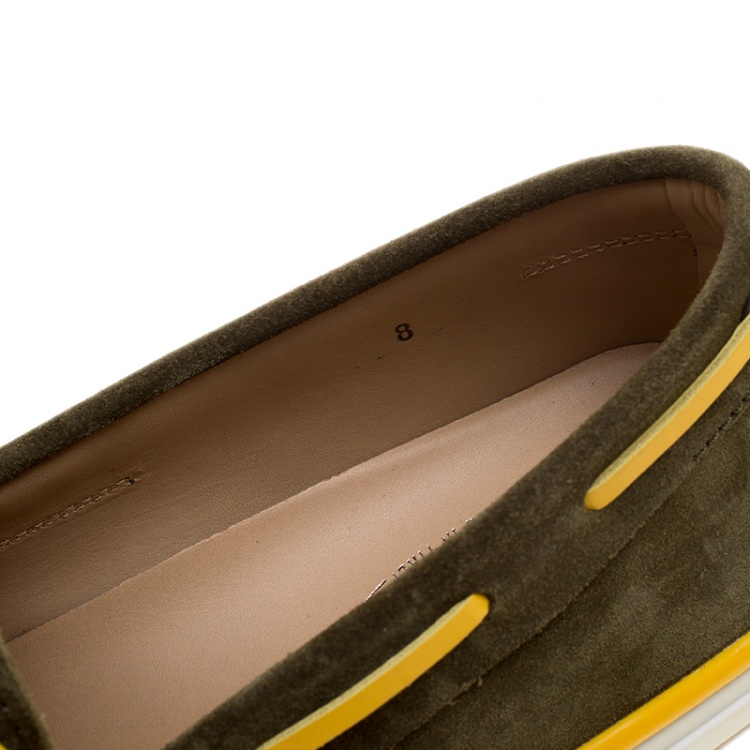 Pre Owned Tod's Two Tone Suede Bow Loafers Size 42