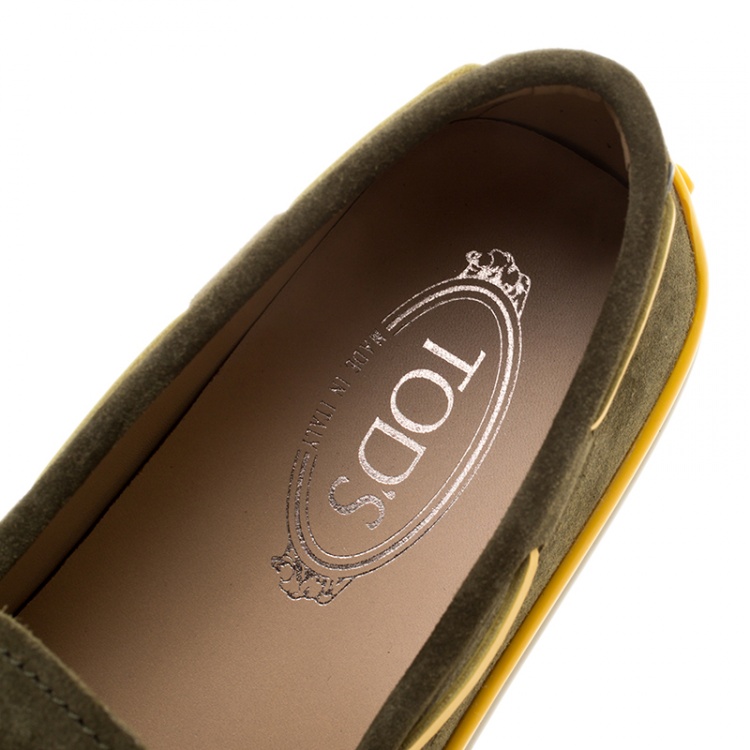 Pre Owned Tod's Two Tone Suede Bow Loafers Size 42