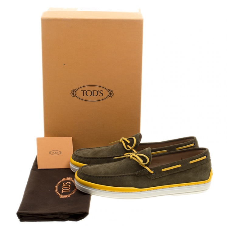 Pre Owned Tod's Two Tone Suede Bow Loafers Size 42