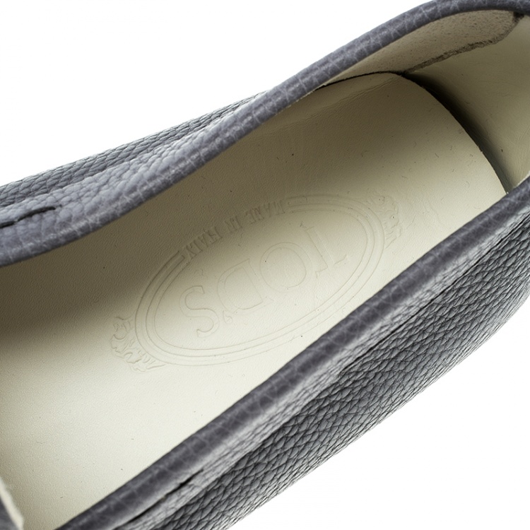 Pre Owned Tod's Graphite Grey Leather City Gommino Penny Loafers Size 44