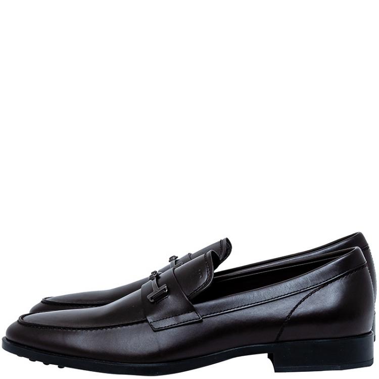 Pre Owned Tod's Dark Brown Leather Penny Loafers Size 43
