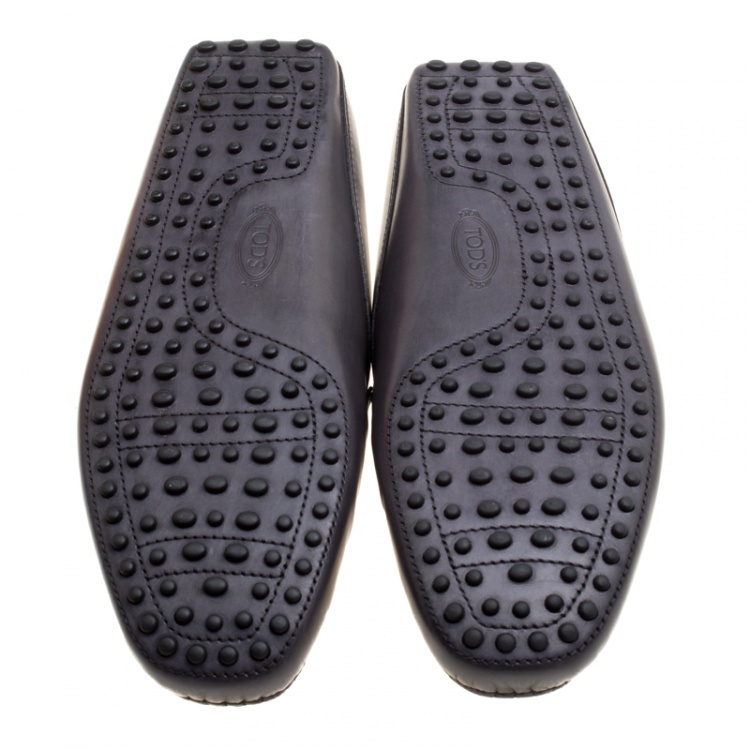 Pre Owned Tod's Grey Leather Sabot Loafer Slides Size 43