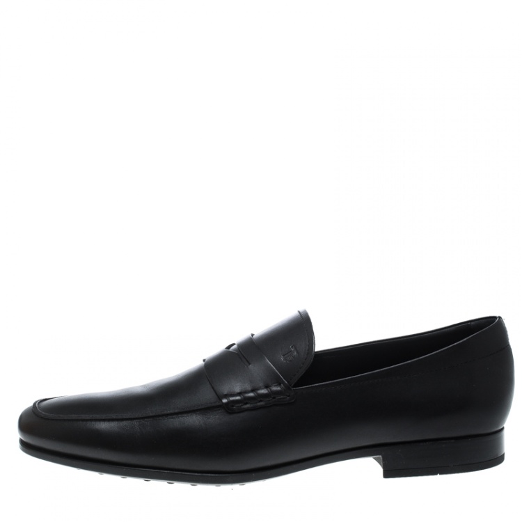 Pre Owned Tod's Black Leather Penny Loafers Size 47