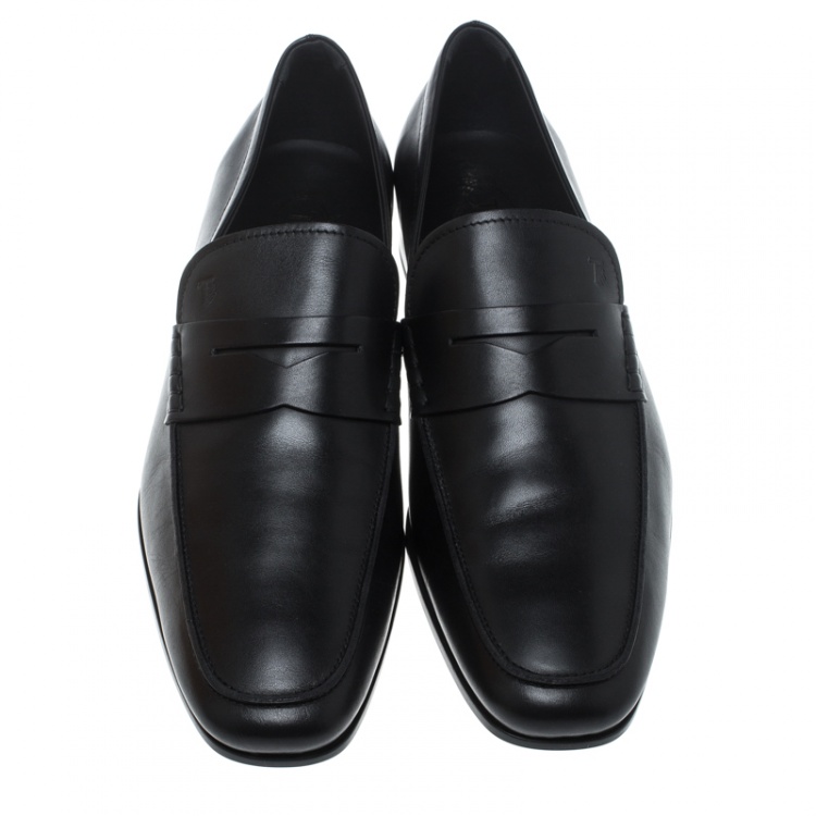 Pre Owned Tod's Black Leather Penny Loafers Size 47
