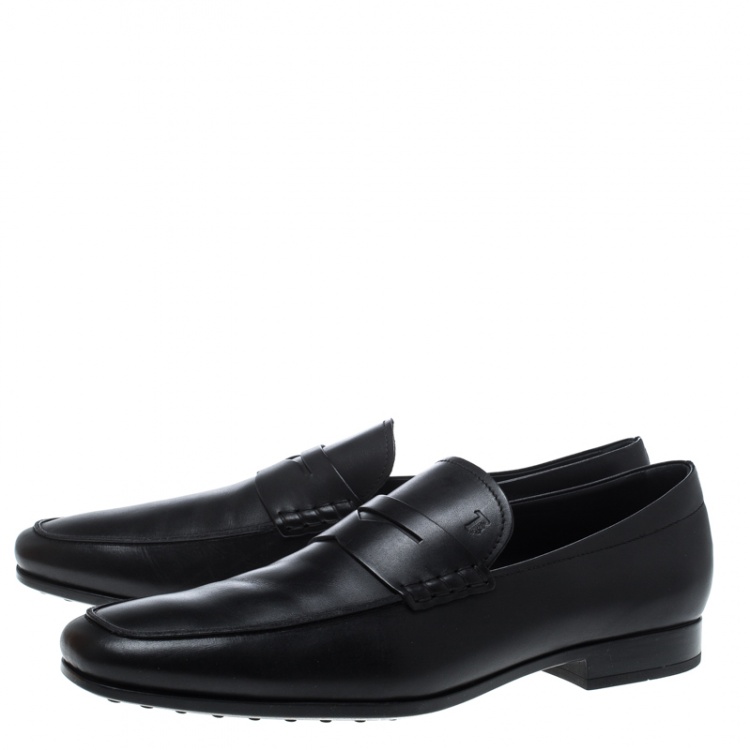 Pre Owned Tod's Black Leather Penny Loafers Size 47