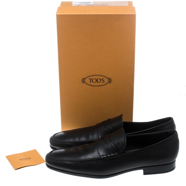 Pre Owned Tod's Black Leather Penny Loafers Size 47