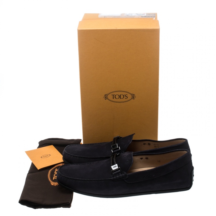 Pre Owned Tod's Black Suede Braided Bit Loafers Size 47