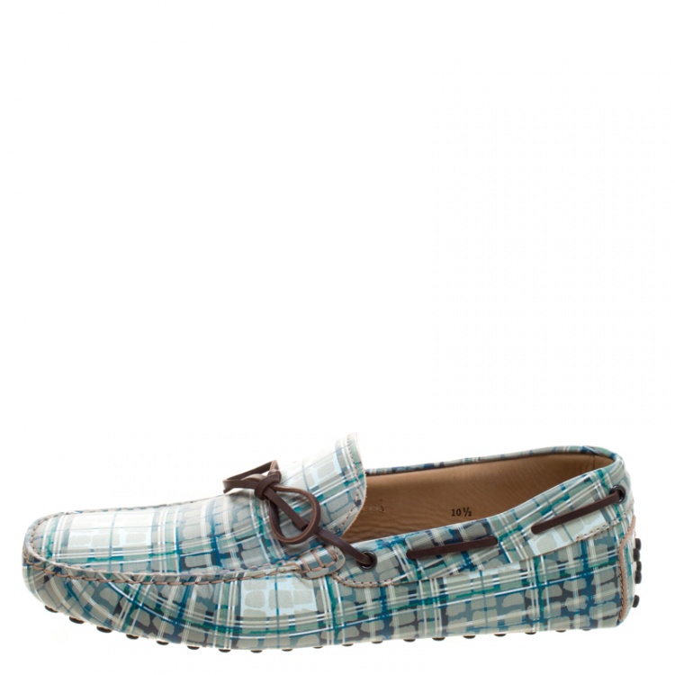 Pre Owned Tod's Abstract Print Leather Bow Loafers Size 45