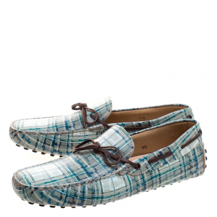 Pre Owned Tod's Abstract Print Leather Bow Loafers Size 45