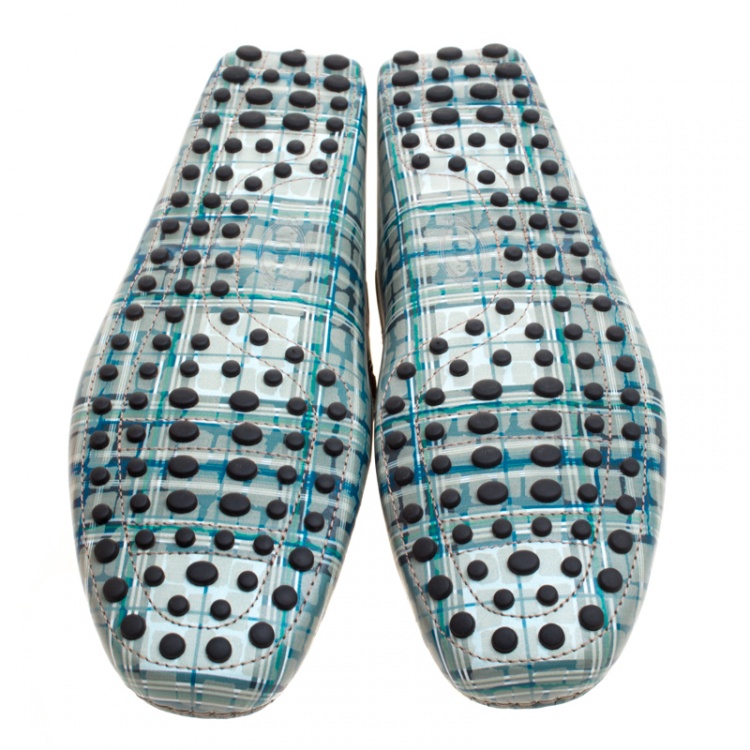 Pre Owned Tod's Abstract Print Leather Bow Loafers Size 45