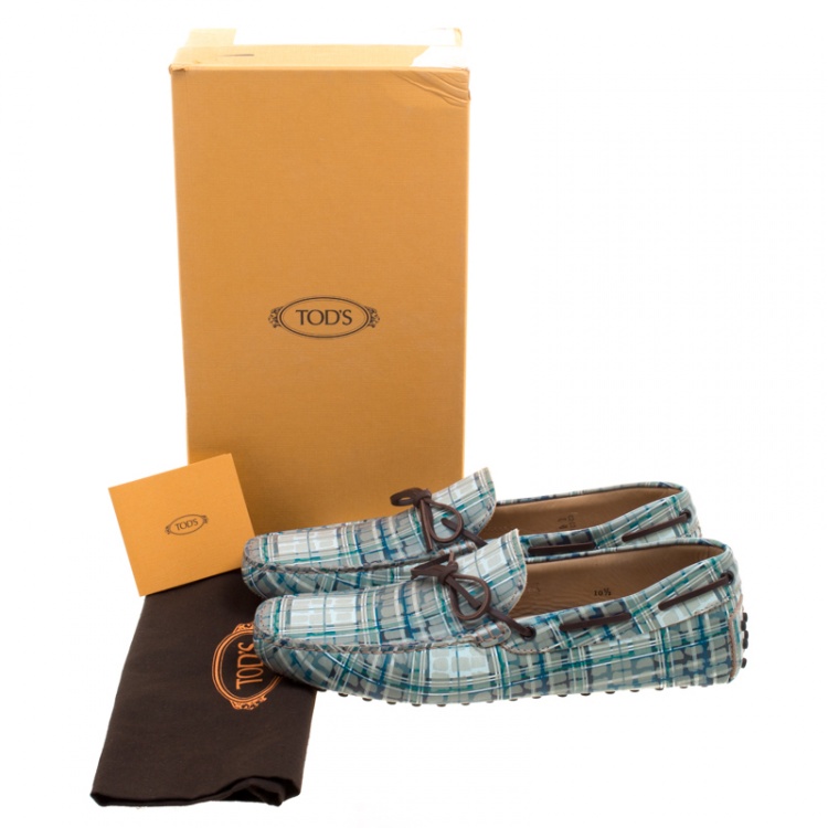 Pre Owned Tod's Abstract Print Leather Bow Loafers Size 45