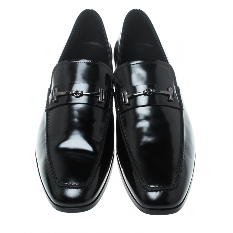 مملوكة مسبقًا Tod's Black Leather Doppia T Loafers Size 47