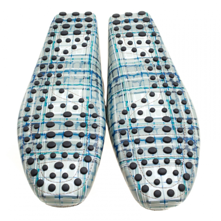 Pre Owned Tod's Abstract Print Leather Bow Loafers Size 42.5