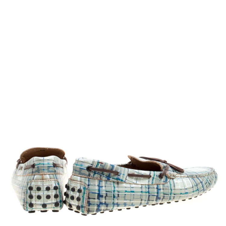Pre Owned Tod's Abstract Print Leather Bow Loafers Size 42.5