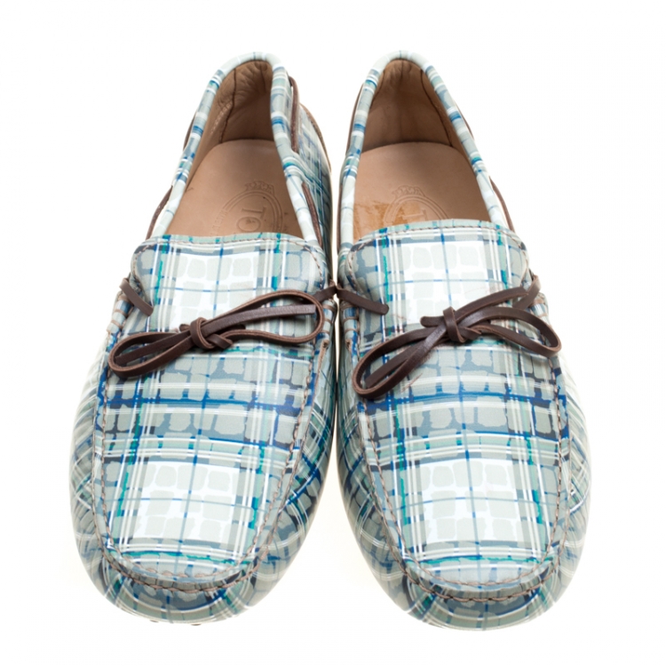 Pre Owned Tod's Abstract Print Leather Bow Loafers Size 42.5