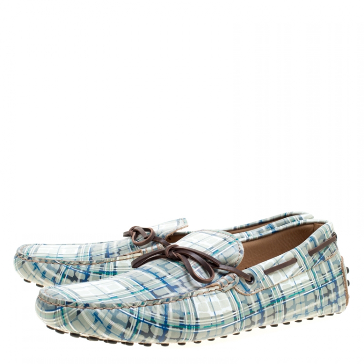 Pre Owned Tod's Abstract Print Leather Bow Loafers Size 42.5