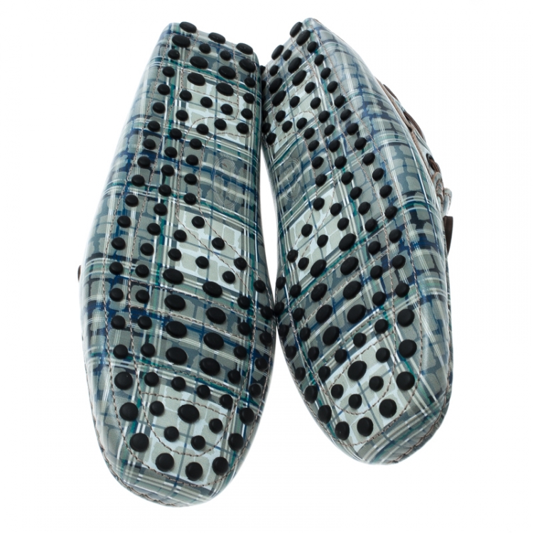 Pre Owned Tod's Abstract Print Leather Bow Loafers Size 42