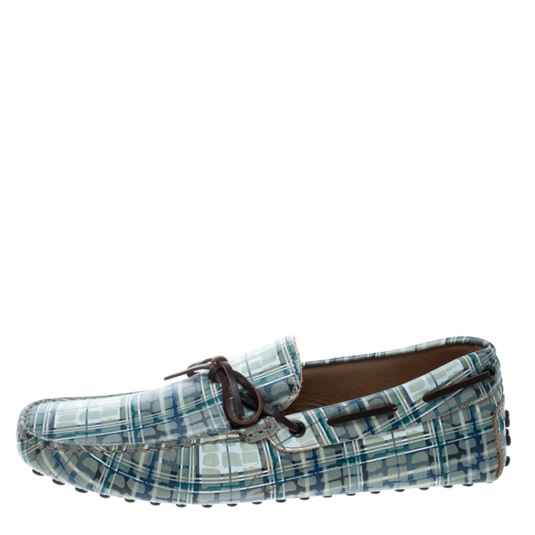Pre Owned Tod's Abstract Print Leather Bow Loafers Size 42