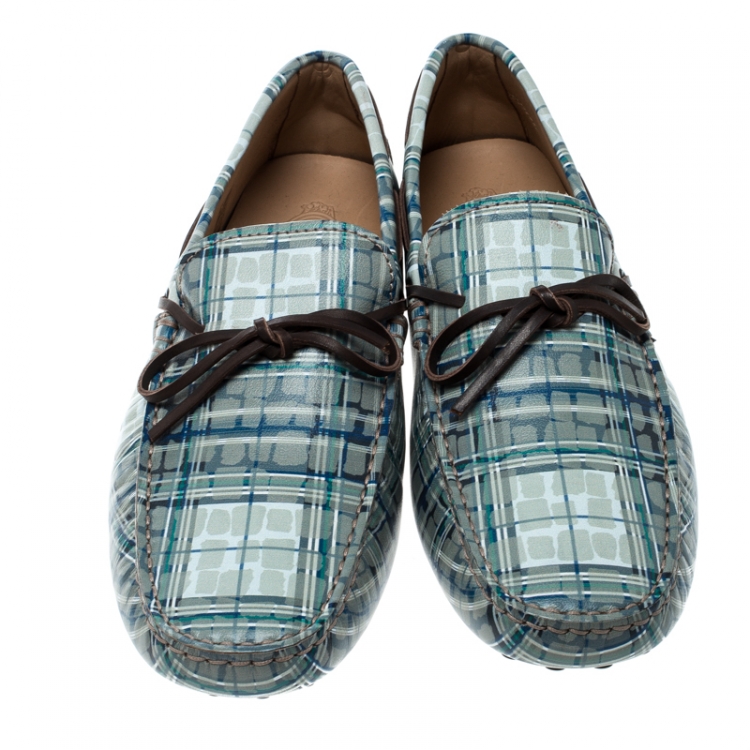 Pre Owned Tod's Abstract Print Leather Bow Loafers Size 42