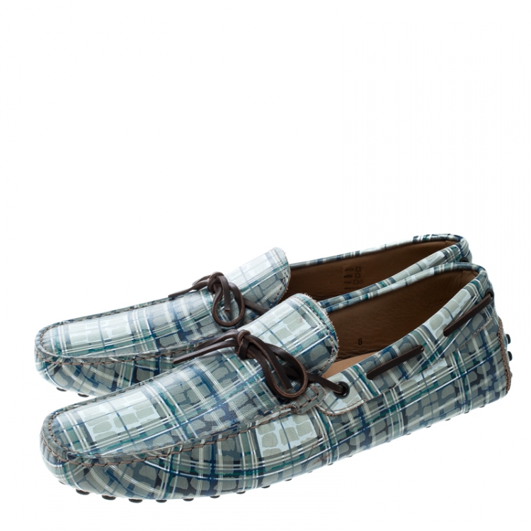 Pre Owned Tod's Abstract Print Leather Bow Loafers Size 42