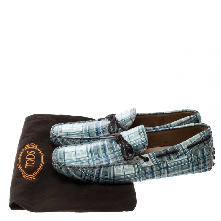 Pre Owned Tod's Abstract Print Leather Bow Loafers Size 42