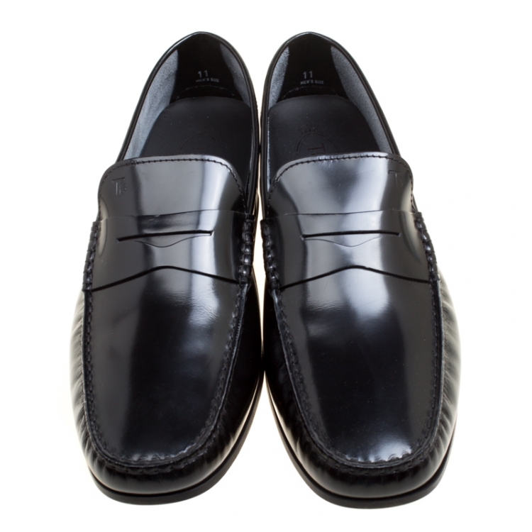 مملوكة مسبقًا Tod's Black Leather Penny Loafers Size 45.5