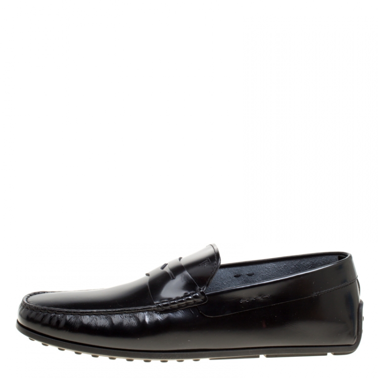 مملوكة مسبقًا Tod's Black Leather Penny Loafers Size 45.5