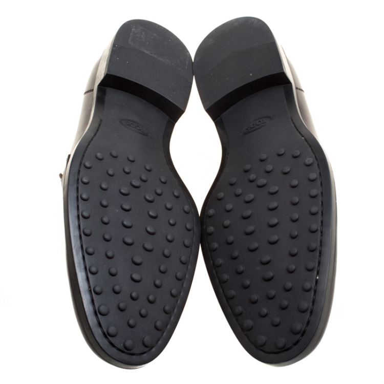 مملوكة مسبقًا Tod's Brown Leather Doppia T Loafers Size 41