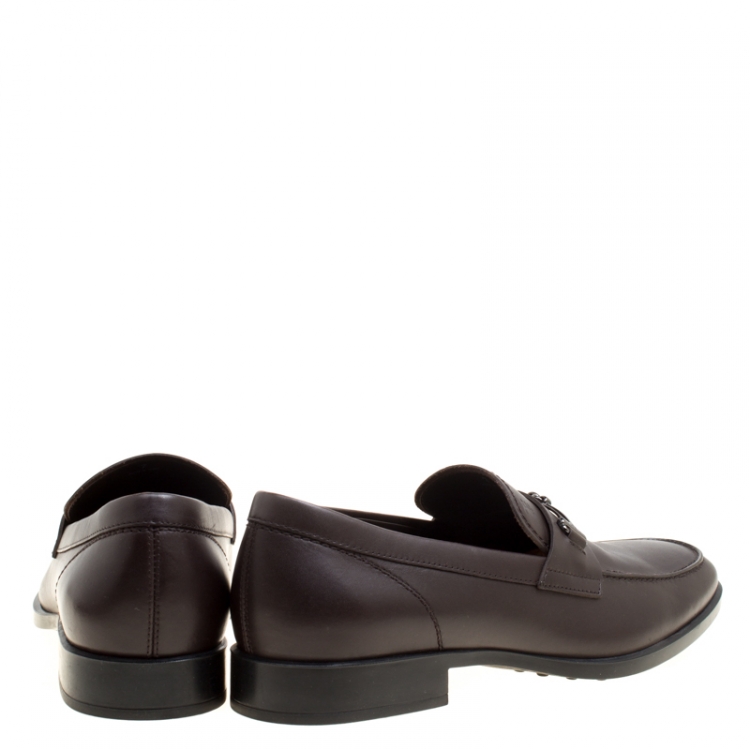 مملوكة مسبقًا Tod's Brown Leather Doppia T Loafers Size 41