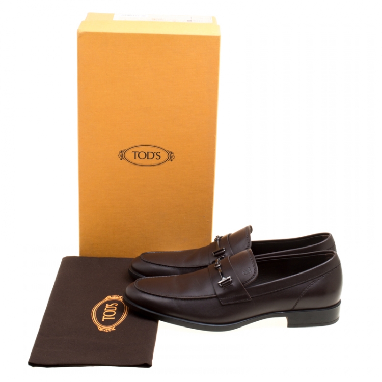مملوكة مسبقًا Tod's Brown Leather Doppia T Loafers Size 41