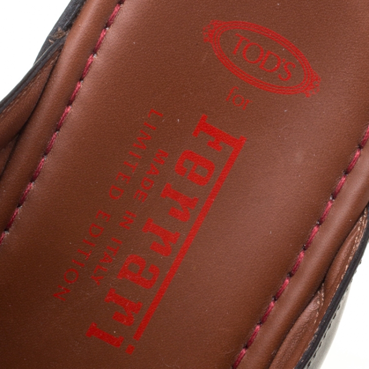 مملوكة مسبقًا Tod's For Ferrari Limited Edition Black Leather Platform Slide Sandals Size 41.5