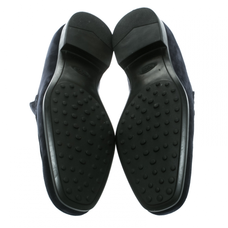 مملوكة مسبقًا Tod's Oxford Blue Suede Horsebit Loafers Size 44.5