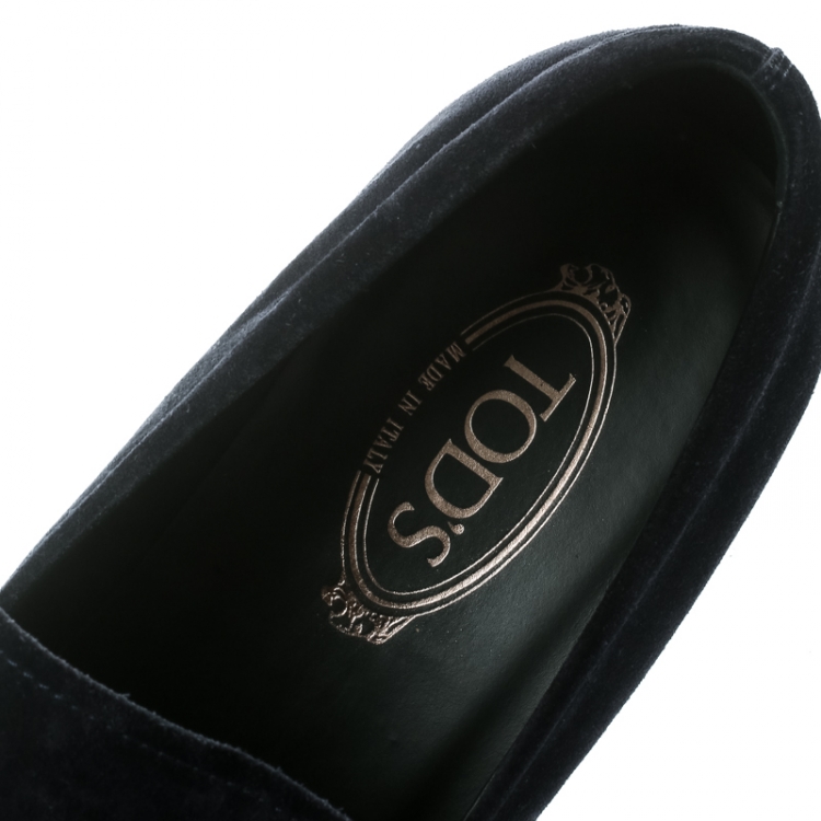 مملوكة مسبقًا Tod's Oxford Blue Suede Horsebit Loafers Size 44.5