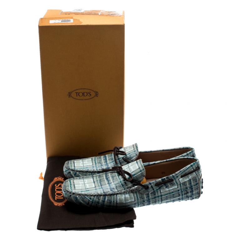 Pre Owned Tod's Abstract Print Leather Bow Loafers Size 42.5