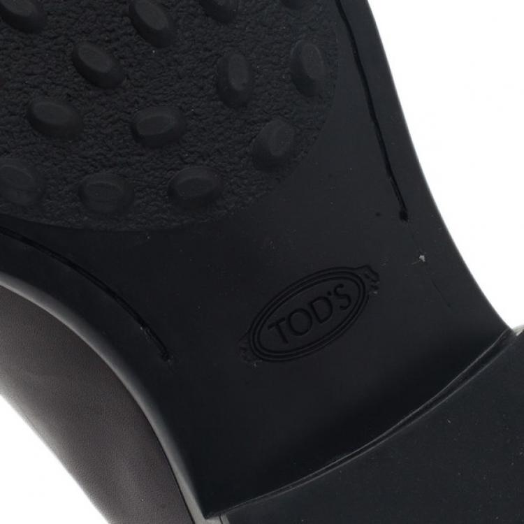 Pre Owned Tod's Brown Leather Saddle TT Buckle Loafers Size 42.5