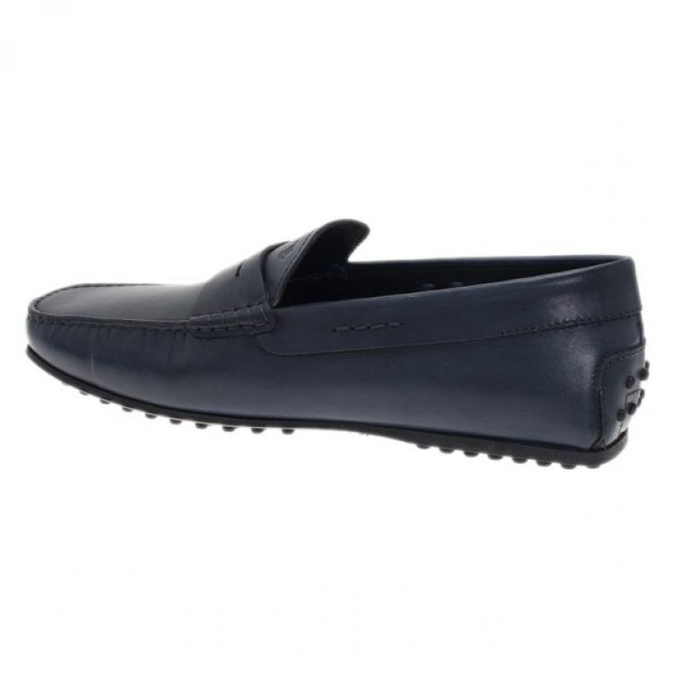 Pre Owned Tod's Navy Blue Leather Penny Loafers Size 43