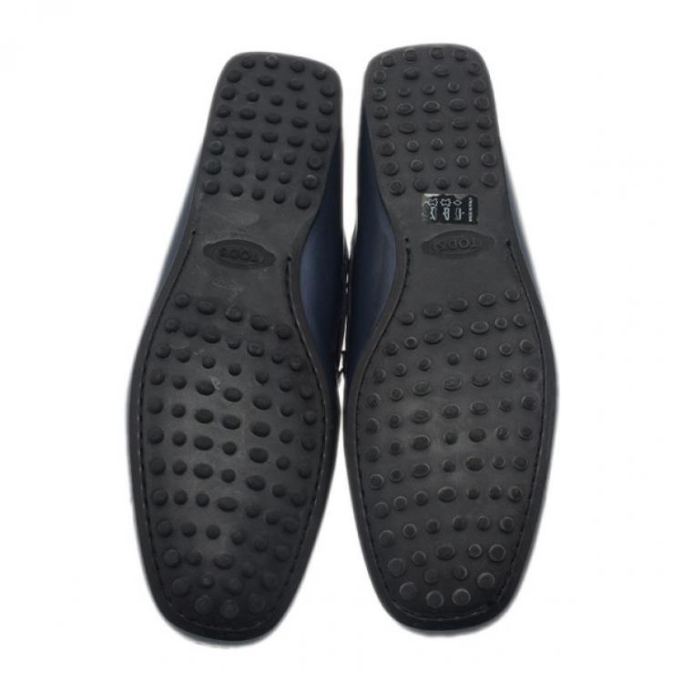 Pre Owned Tod's Navy Blue Leather Penny Loafers Size 43