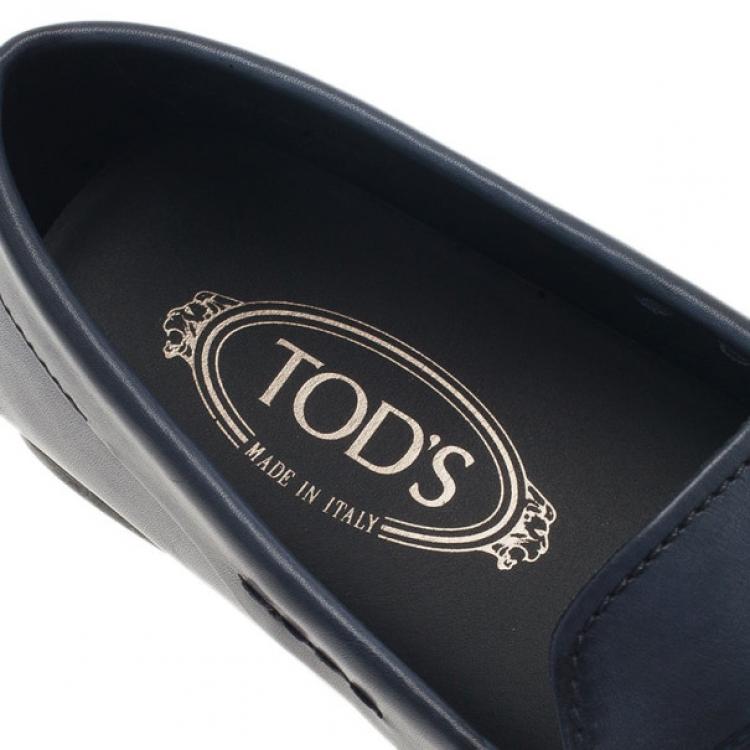 Pre Owned Tod's Navy Blue Leather Penny Loafers Size 43