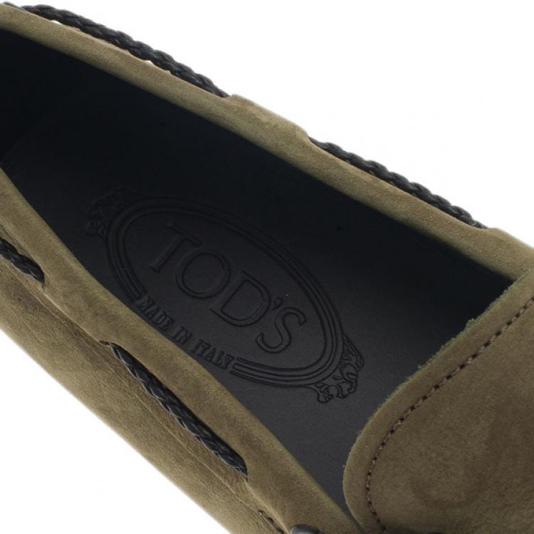 Pre Owned Tod's Light Green Suede Bow Loafers Size 42