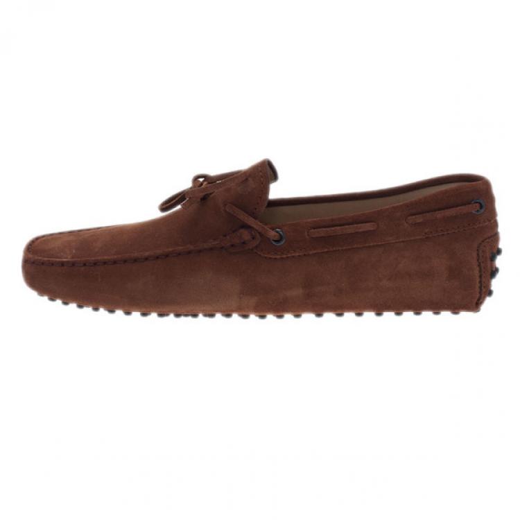 Pre Owned Tod's Brown Suede Bow Loafers Size 42.5