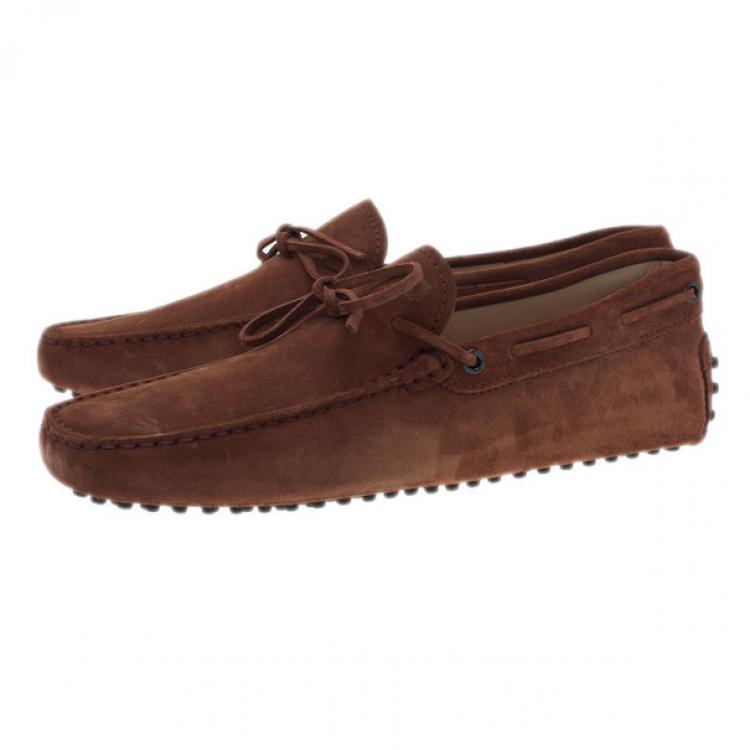 Pre Owned Tod's Brown Suede Bow Loafers Size 42.5