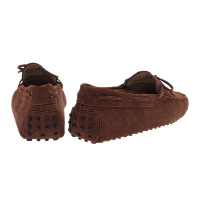 Pre Owned Tod's Brown Suede Bow Loafers Size 42.5
