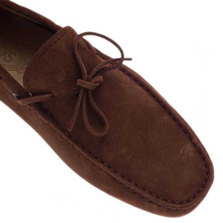 Pre Owned Tod's Brown Suede Bow Loafers Size 42.5