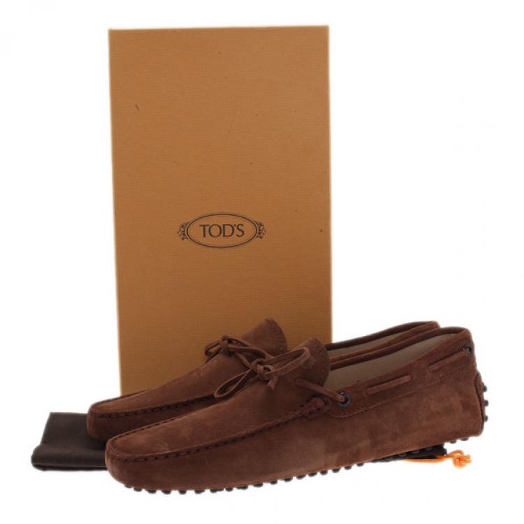 Pre Owned Tod's Brown Suede Bow Loafers Size 42.5