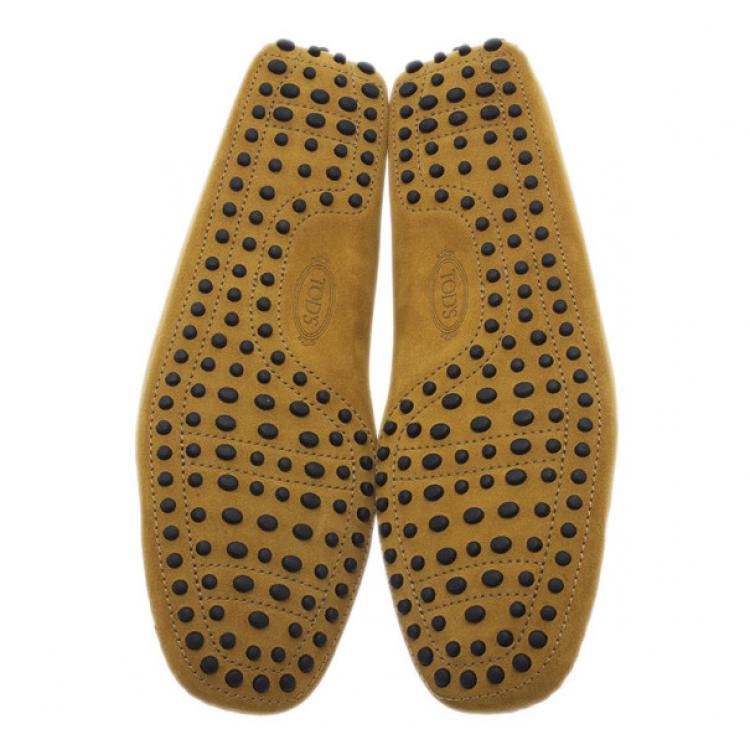 Pre Owned Tod's Mustard Suede Bow Loafers Size 42.5