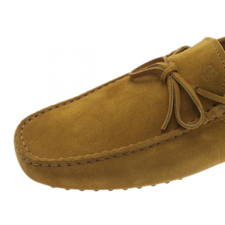 Pre Owned Tod's Mustard Suede Bow Loafers Size 42.5