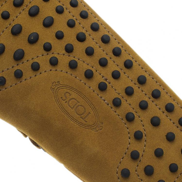 Pre Owned Tod's Mustard Suede Bow Loafers Size 42.5