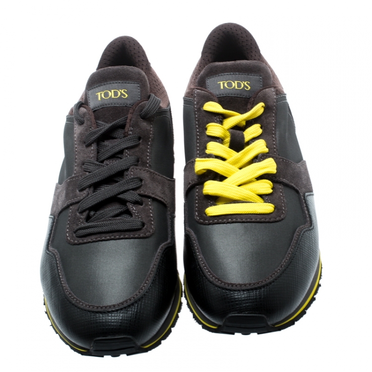 Pre Owned Tod's Tricolor Nylon Fabric And Suede Sneakers Size 43