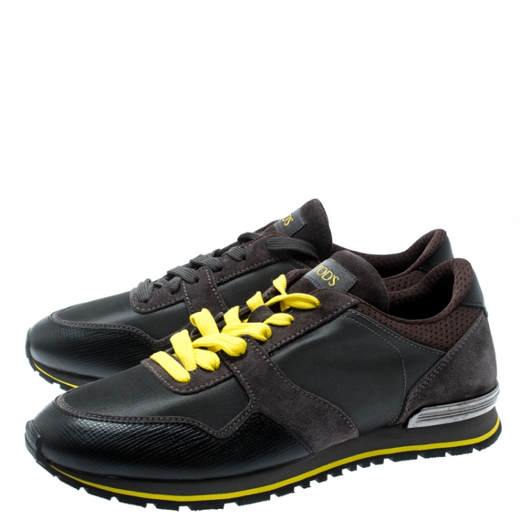 Pre Owned Tod's Tricolor Nylon Fabric And Suede Sneakers Size 43
